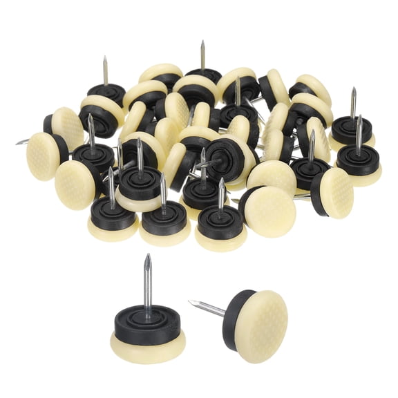 Uxcell 40 Pcs Nail-on Furniture Sliders, 3/4"(19mm)Plastic Round Anti-slip Pads, Yellow