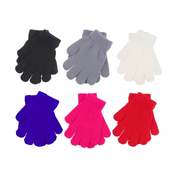 TELOLY 6 Pairs Kids Gloves Winter Warm Gloves Colorful Gloves Cold Protection Gloves for Children (Random Color)