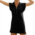 thumbnail image 3 of Vestido Tipo Sudadera con Media Cremallera para Mujer, Estilo Túnica, Sin Mangas, con Cuello en V, Color Negro, Talla M, 3 of 9