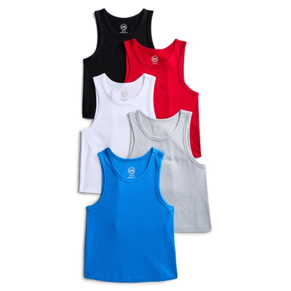 Wonder Nation Boys Kid Tough Tank Tops, 5-Pack, Sizes XS-XXL & Husky