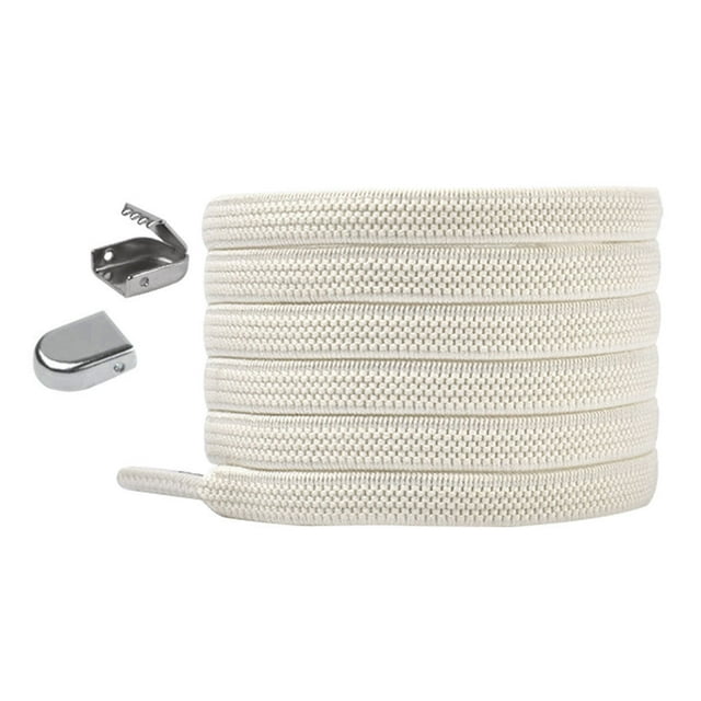 Qarigey Cordones elásticos, hebilla de presión, banda de goma, cordones para zapatos deportivos Accesorios de calzado Beige Blanco