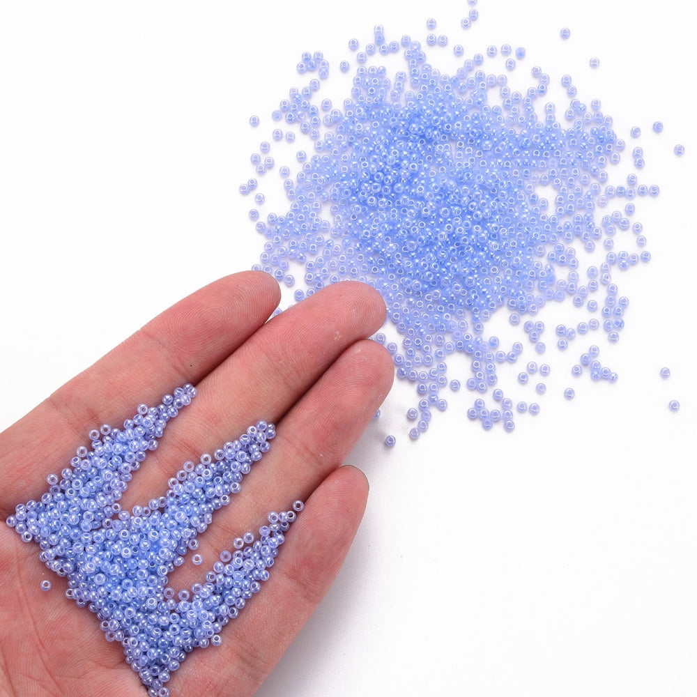 1pound 12/0 Imitation Glass Seed Beads Opaque Colours Luster Round Cornflower Blue 2x1.5mm Hole: 1mm about 40000pcs/Pound
