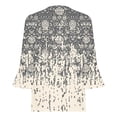 thumbnail image 5 of Pompotops T-shirt Décontracté Imprimé à Manches Trois-Quarts Col en V Manches Évasées pour Femmes Liquidation, 5 of 5