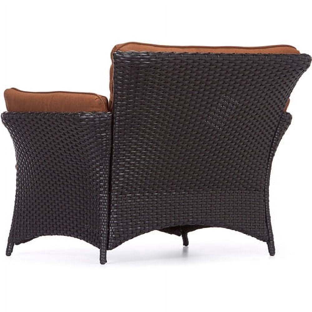 Hanover Strathmere Allure 2-Piece Steel Outdoor Patio Set Outdoor Patio Deep Seating Set with Brown Wicker, Woodland Rust Brown Cushions, and Oversized Ottoman, STRATHALLURE2PC