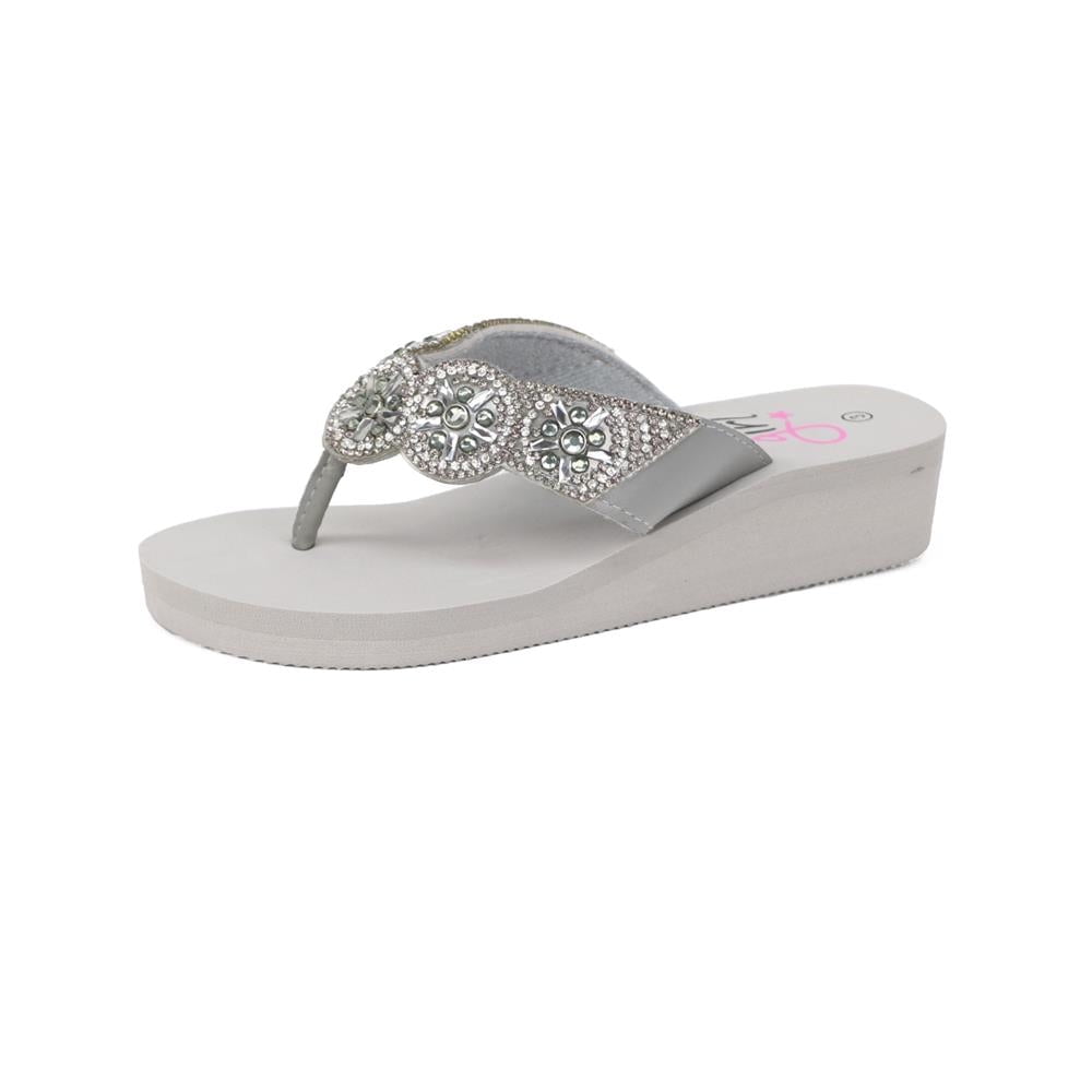 Olivia Miller Girls 115 Rhinestone Jewel Thong EVA Wedge Sandal