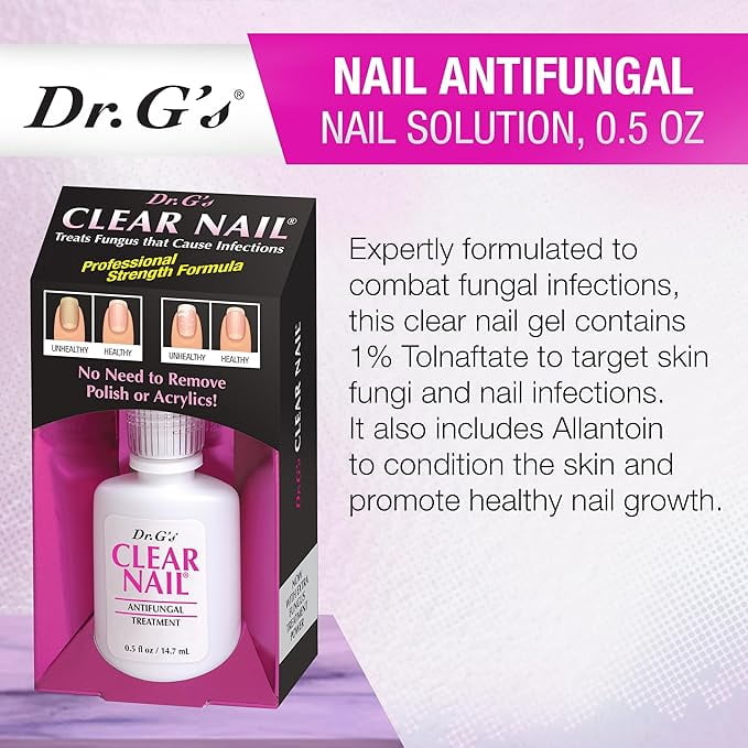 Dr. G's Clear Nail Antifungal Gel with Tolnaftate, Gentle and Odorless Toenail Fungus Treatment, 0.5 fl oz
