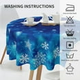 thumbnail image 4 of Winter Snowflakes Round Tablecloth, Christmas Blue White Snow Table Cloth 60 Inch for Kitchen Dining Decor, Xmas Polyester Fabric Non-Slip Table Cover for Holiday New Year, 4 of 6