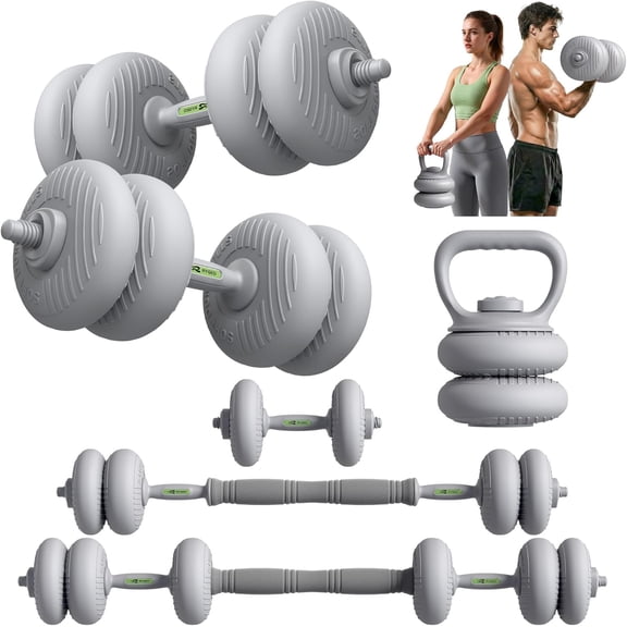 Adjustable Dumbbell Set 22lb/44lb/66lb/80lbs Free Weights and Connector, Convert to Barbell, Kettlebells, All Floor Friendly Soft-shell Dumbbells, Home Gym Fitness for Men Women