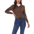 thumbnail image 1 of INSPIRE CHIC Women's Faux Suede Jacket Point Collar Button Down Cropped Sanded Moto Biker Coat L Coffee, 1 of 6