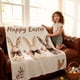 thumbnail image 5 of Manta con estampado de conejito y huevos de Pascua | Manta suave de poliéster para sofá cama | 130 x 90 cm, decoración navideña primaveral para habitación infantil y picnics al aire libre, 5 of 6
