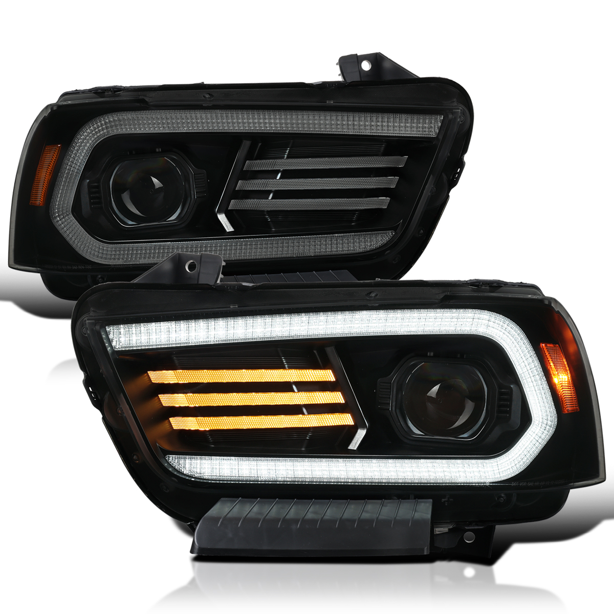 Sequential LED Projector Headlights For 2009-2014 Ford F150 - Black Housing, Smoke Lens, H7 Bulbs Included