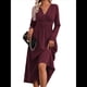 thumbnail image 2 of Vestido de Larga para Mujer, Elegante, con Escote en V, Holgado, para Invitadas de Boda, Fiestas, Formales, para Otoño. Rojo Púrpura XL, 2 of 9