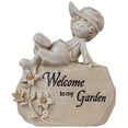 thumbnail image 2 of Northlight Boy Sitting on Rock Welcome to My Garden Patio Garden Plaque - 7.25", 2 of 9