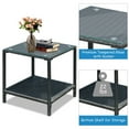 thumbnail image 5 of Topcobe Cushioned Patio Rattan Seating Rocking Chair Glass Table Set 3 Pieces with Steel Frame Furniture, Black, 5 of 6