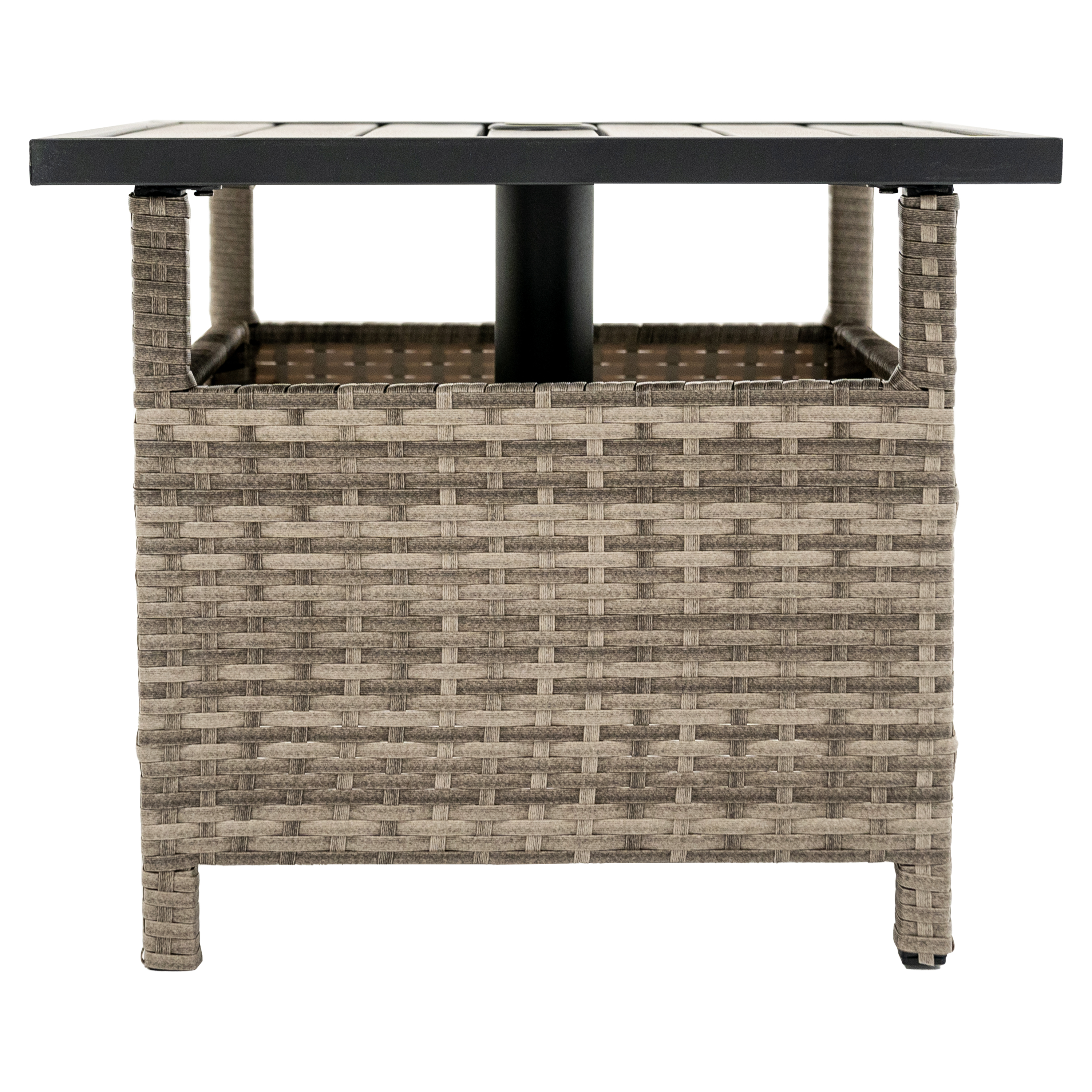 Outdoor Patio Side Table Umbrella Stand All-Weather PE Wicker Rattan Umbrella Table Furniture  for Garden Deck Pool Gray - image 4 of 8