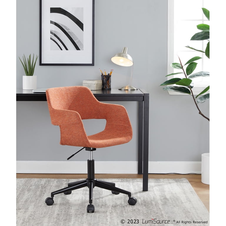 LumiSource Black Metal, Orange Fabric Margarite Task Chair