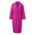 thumbnail image 3 of 2026 New Pea Coats For Women Winter Classic Lapel Open Front Long Overcoat Comfy Wool Blend Long Sleeve Oversized Trench Coat(Hot Pink,XXXL), 3 of 5