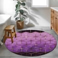 thumbnail image 3 of Round Rugs 4Ft, Purple Geometric Round Area Rug Washable Indoor Throw Carpet, Ombre Modern Abstract Art Soft Non Slip Circle Rug for Kitchen Nursery Room Home Decor Aesthetic, 3 of 8
