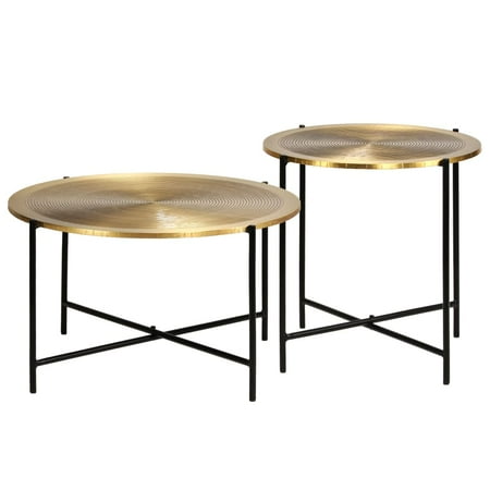 Greensen 2020 New Table Set 2 Pieces Brass-covered MDF