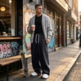 thumbnail image 6 of Evdexr Baggy Sweatpants Mens Wide Leg Drawstring Pants with Pockets Winter Fall Hiking Lounge Trousers Loose Fit Open Bottom Elastic Waist Sweat Pants 3XL, 6 of 9