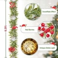 thumbnail image 3 of Waipfaru 6.5ft Pre-lit Christmas Garland, Flocked Christmas Garland with Lights Decorated with Berries, Snowflake for Mantels Parties Tables Xmas Decor, 3 of 7