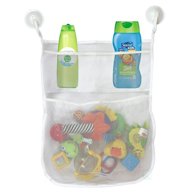 4Section Bath Toy Organizer With 2 Hook Suction Cups