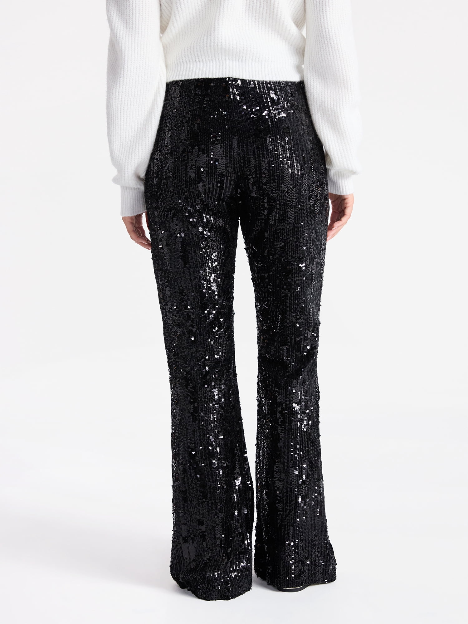 No Boundaries Sequin Flare Pants, Women's and Women's Plus