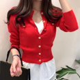 thumbnail image 4 of Fashion Knitted Cardigan Sweater Women Autumn Long Sleeve Short Coat Casual Korean Single Breasted Slim Top Pull Femme 17375, 4 of 6