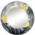 thumbnail image 2 of Designart "Nature s Impression of Daffodils in Yellow and Grey Tones I" Floral Round Wall Mirror - Traditional Oval Printed Decorative Oversized Mirror - Multiple Color Options, 2 of 4