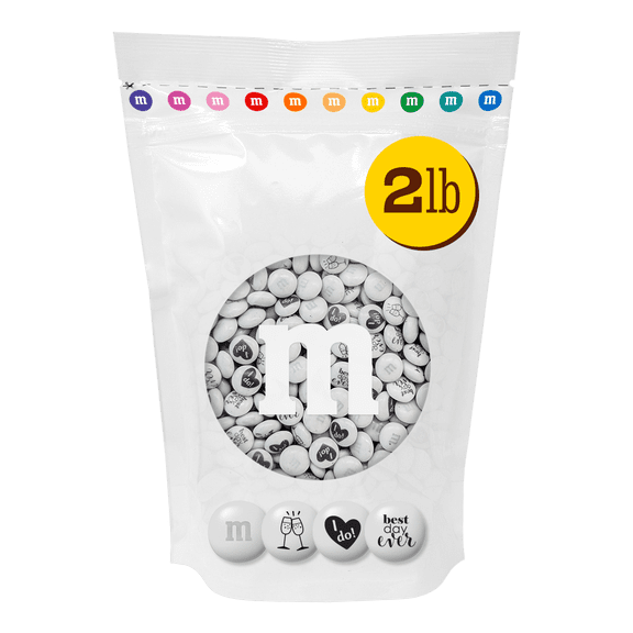 M&M'S Milk Chocolate Wedding-Themed Candy, 2lb Resealable Bulk Bag