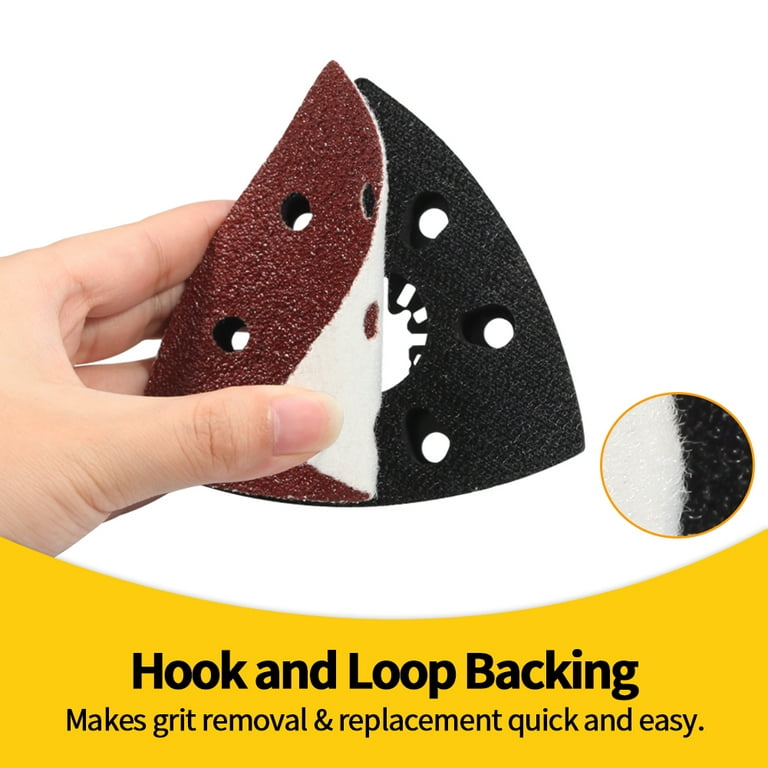 WORKPRO Pack Of 100 Sandpaper Triangle Sanders, Velcro Sanding Sheets Delta 105 X 152 Mm Set For Multi Sanders, Triangle Sanders, Grit 40, 80, 120