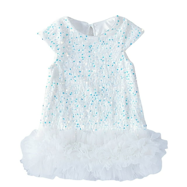oqasdz Robe Fille Robe de Fête en Maille pour Filles Robe Tutu Élégante avec Appliqué à Paillettes Célébrations