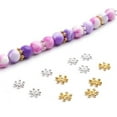 thumbnail image 2 of JUNWELL 50 Pcs Metal Flat Snowflake Spacer Beads for Bracelet Necklace Jewelry Making, 6mm Diameter（Shiny Gold), 2 of 5