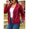 thumbnail image 4 of Charmo Women's Cable Knit Open Front Button Down Cardigan Sweater Long Sleeve Chunky Fall Sweater Outwear, 4 of 5