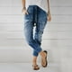 thumbnail image 1 of Pantalones vaqueros con cintura elástica y entrepierna caída para mujer, pantalones harén, pantalones largos de mezclilla con cordón, 1 of 3