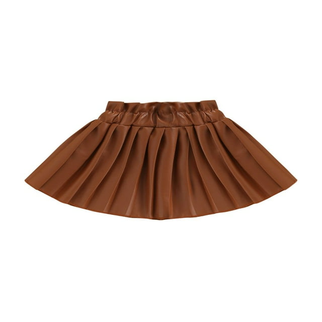 AMERTEER Jupe Mini Fille Couleur Unie Jupe Plissée en Faux Cuir