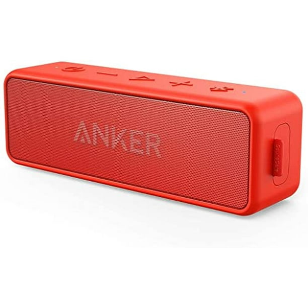 Anker SoundCore 2 Altavoz Bluetooth portátil con mejores graves, tiempo de reproducción de 24 horas, alcance Bluetooth de 66 pies, resistencia al agua IPX5 y micrófono incorporado, altavoz inalámbrico