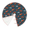 Halloween Christmas Tree Skirt, Autumn Forest Animals Cute Tree Mat