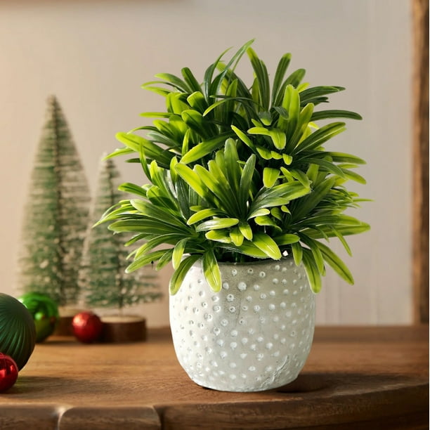 Simulation Of Small Fresh Bonsai Decorative Ornaments Lavenders Small Green Grass With White Dots Round Bottle Living Room Shoe Cabinet Air Conditioner Creati