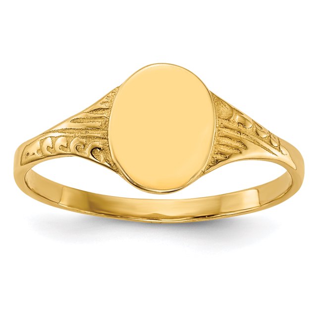 Bague Chevalière Ovale Enfant en Or Jaune 14K