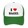 thumbnail image 2 of I Heart Bagel Love Food Funny Trucker Hat Baseball Cap Unisex Green, 2 of 5