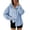 Blue Blouse, variant on Qgtaibl Womens Long Sleeve Striped Shirts Oversized Button Down Drawstring Hoodies Lightweight Breathable Fall Tunic Tops Blue S