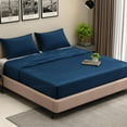 thumbnail image 2 of Earthy Threads Queen Sheet Set - 100% Organic Bamboo 4 Piece Set - Luxurious Silky & Soft - Cooling for Hot Sleepers - Hotel Luxury Bed Sheets - 16"inch Deep Pockets (Navy Blue), 2 of 7