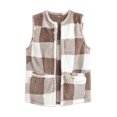 thumbnail image 5 of qolati Womens Fuzzy Fleece Vest Soft Flannel Plaid Sherpa Sleeveless Open Front Jacket Warm Casual Fall Winter Layering Outerwear with Pockets, Size S-2XL, 5 of 9
