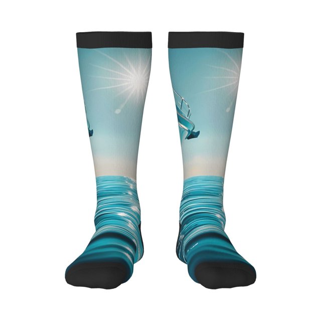 Balery Turquoise Ocean Reflection Calcetines novedosos Calcetines deportivos Calcetines hasta la rodilla Calcetines de algodón Calcetines originales y geniales