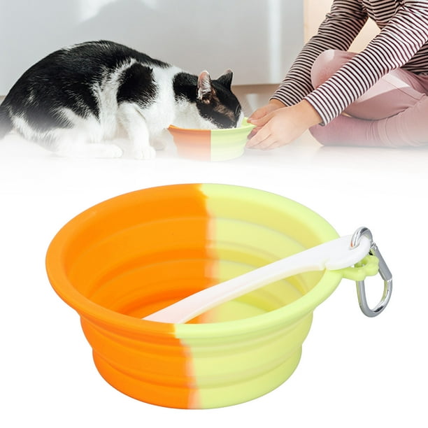 Cuenco Plegable Para Mascotas, Plato De Alimentación Para Mascotas De Viaje De Silicona, Portátil, 380ml Con Gancho Para Perros Y Gatos
