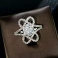 thumbnail image 4 of K-KED Flower Cubic Zircon Gorgeous 925 Silver Filled Ring Women Wedding Ring Sz 6-10-7, 4 of 6