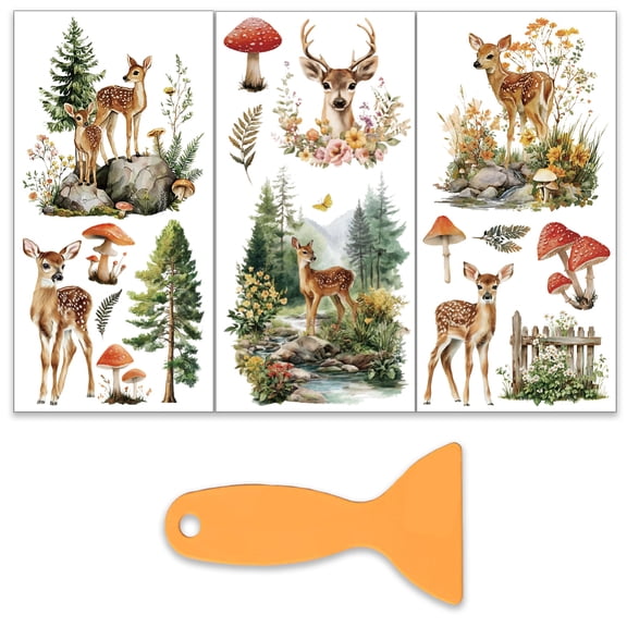 3Pcs/Set Forest Deer Rub on Transfers
