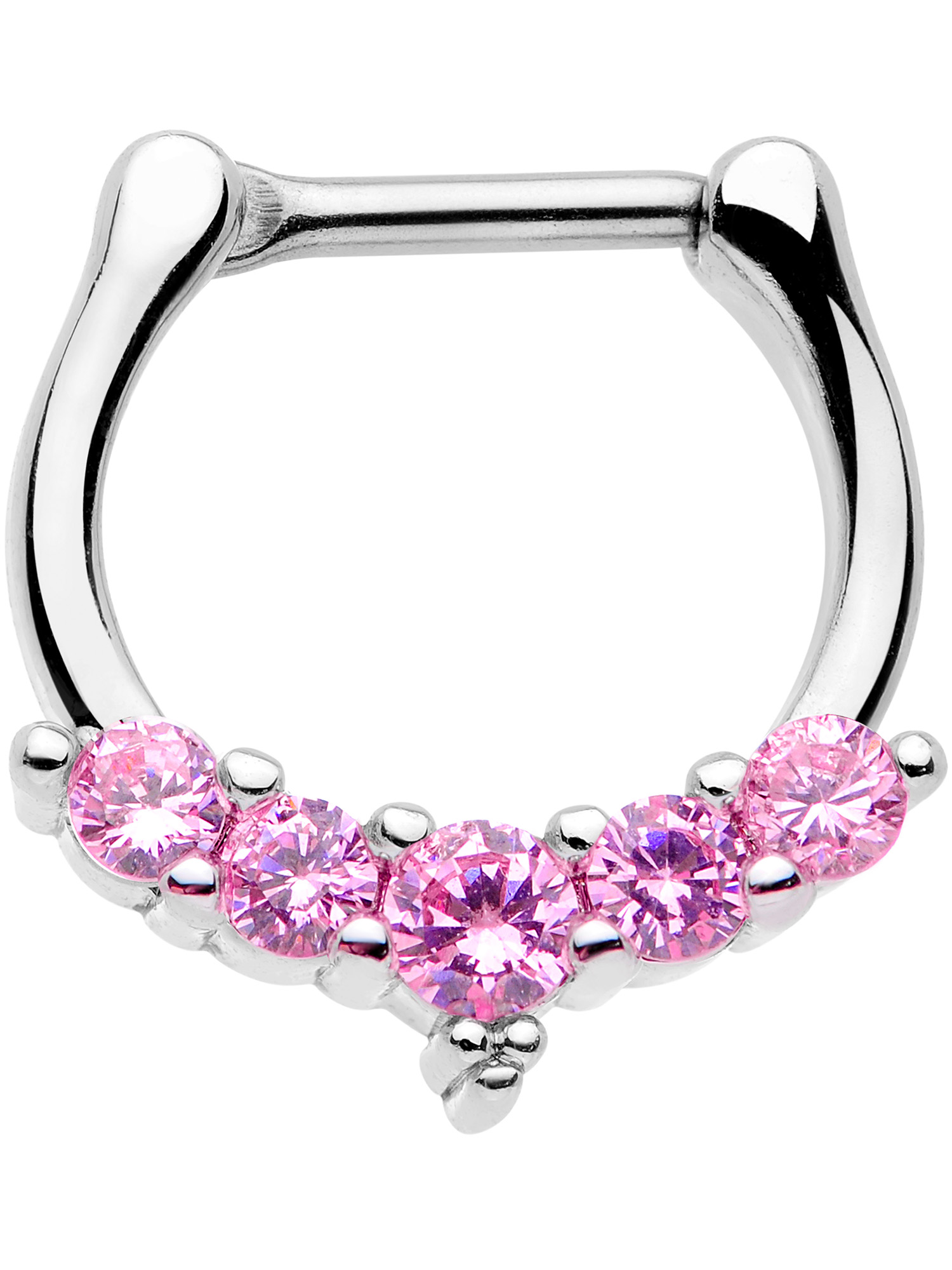 Body Candy Womens 16G Stainless Steel Septum Jewelry Pink Accent