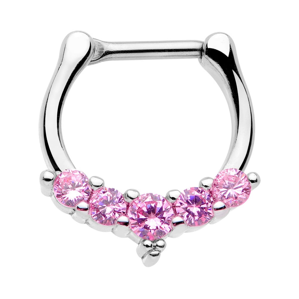 Body Candy Body Candy Womens 16G Stainless Steel Septum Jewelry Pink